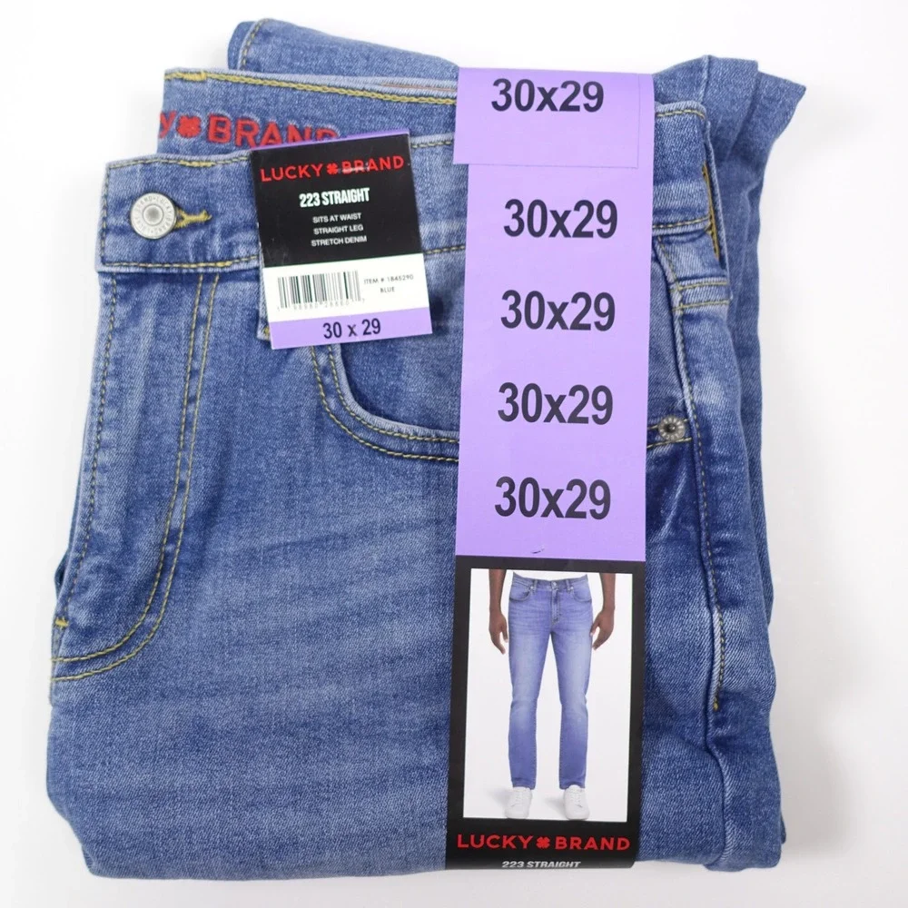 Lucky Brand 223 Straight Leg Mens Blue Stretch Denim Jeans 30x29 NEW 1845290